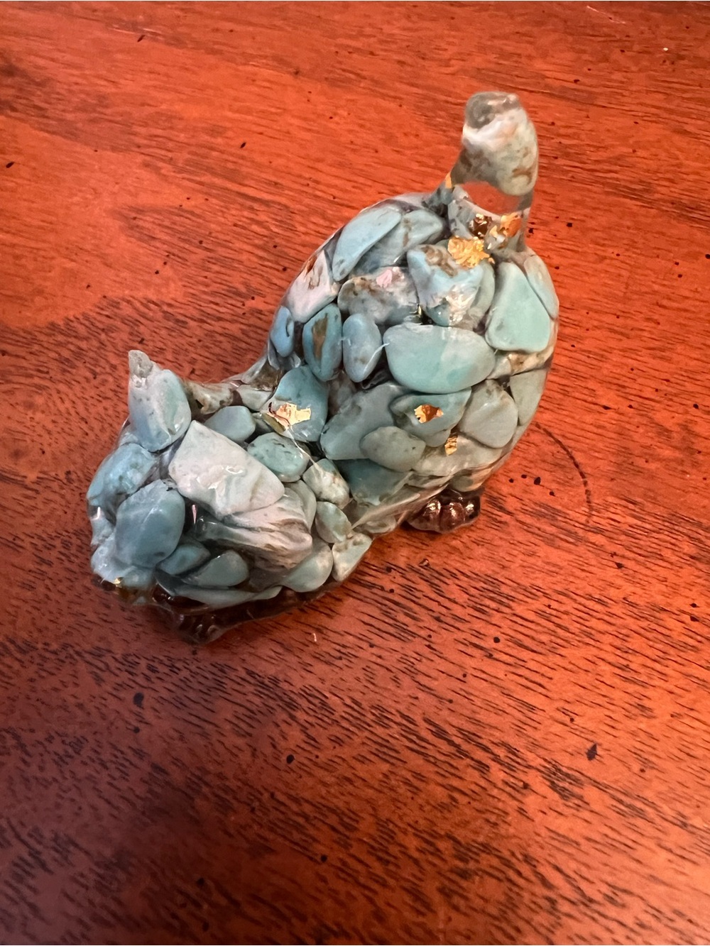 Turquoise Stone Cat Figurine Home Accent